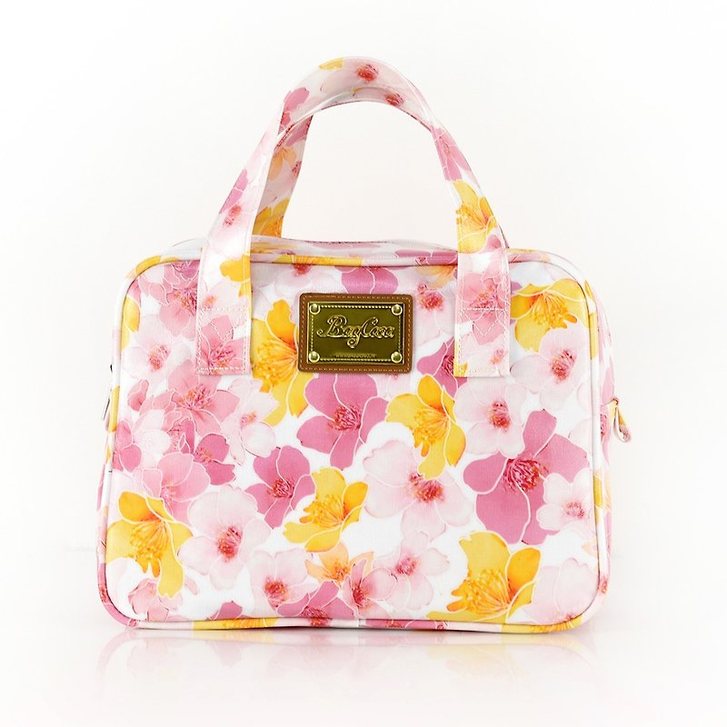 Cherry Blossom Elegant Waterproof Zipper Small Square Bag-Temperament White - Handbags & Totes - Cotton & Hemp White