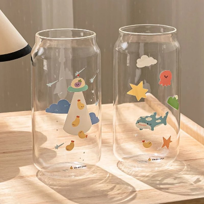 瘋狂眼珠聯名款-炸蝦宇宙玻璃杯 - 杯/玻璃杯 - 玻璃 透明