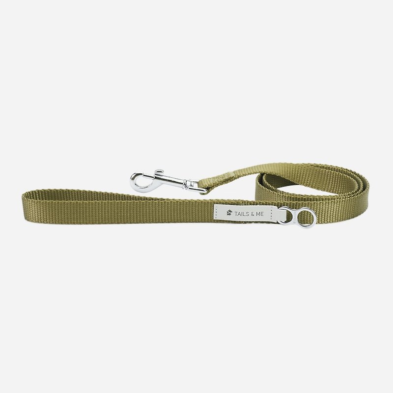 [Tail and me] Classic nylon belt leash green L - ปลอกคอ - ไนลอน 