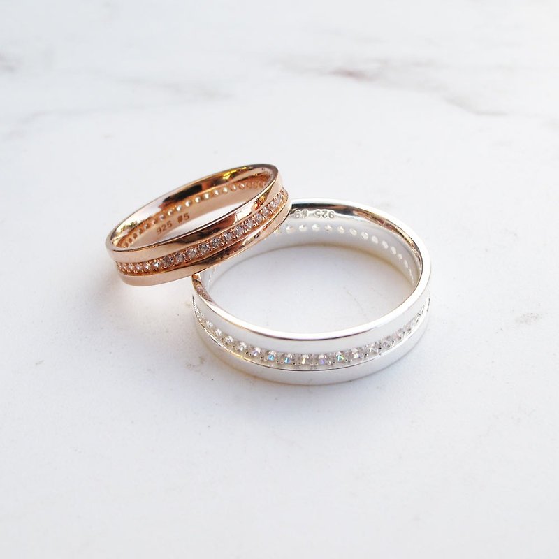 [Couple Rings] Tibetan Love | Stone Rose Gold Sterling Silver Couple Rings | - Couples' Rings - Sterling Silver Silver