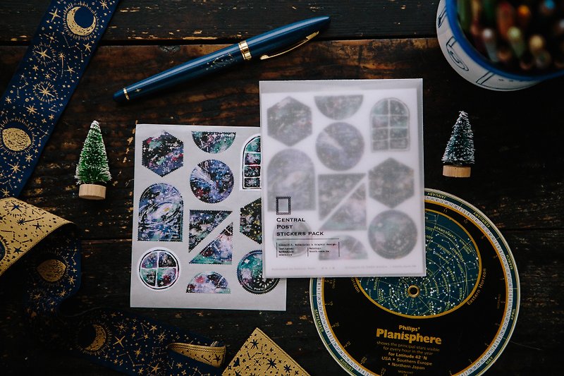 Deep Stars Stamp Sticker - สติกเกอร์ - กระดาษ สีน้ำเงิน
