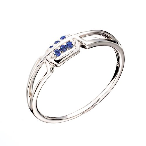 Majade Jewelry Design 藍寶石戒指 清新幾何藍色白金女戒 優雅藍寶金戒指 個性寶石戒指