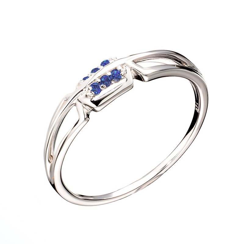 Sapphire Engagement Ring, Blue Sapphire Wedding Band, September Birthstone Ring - แหวนทั่วไป - เครื่องประดับ สีเงิน