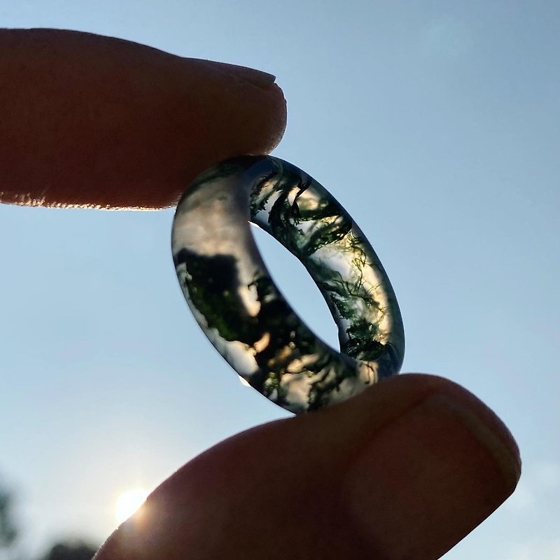 【Lost and find】Natural stone agate ring - แหวนทั่วไป - เครื่องเพชรพลอย สีเขียว