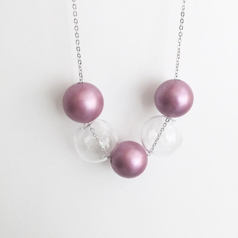 LaPerle purple geometric glass beads transparent bubble bead necklace necklace necklace necklace birthday gift Geometric Glass violet Ball Necklace - สร้อยติดคอ - แก้ว สีม่วง