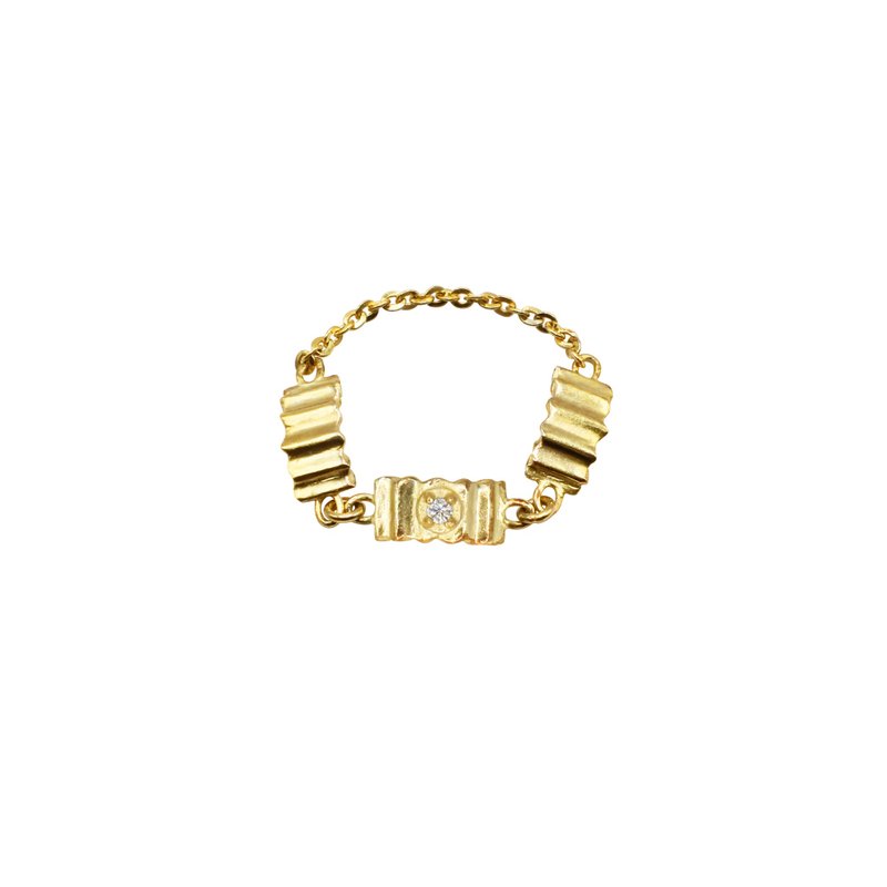 pleats chain Ring (14k gold) - 戒指 - 貴金屬 黃色