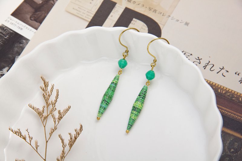 Green Elf Dangling Earrings - Earrings & Clip-ons - Paper Green