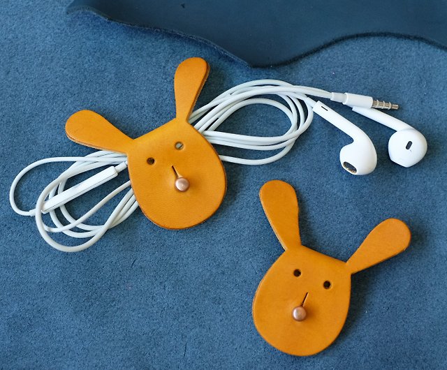Leather Earphone Wrap / Headphone Holder / Cable Organizer / Cable Tidy -  Yellow - Shop CHER Cable Organizers - Pinkoi