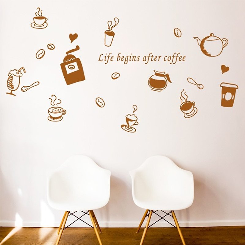 スマートデザインクリエイティブノンマーキングウォールステッカーコーヒーアフタヌーンティー（8色） - ウォールデコ・壁紙 - 紙 ブラウン