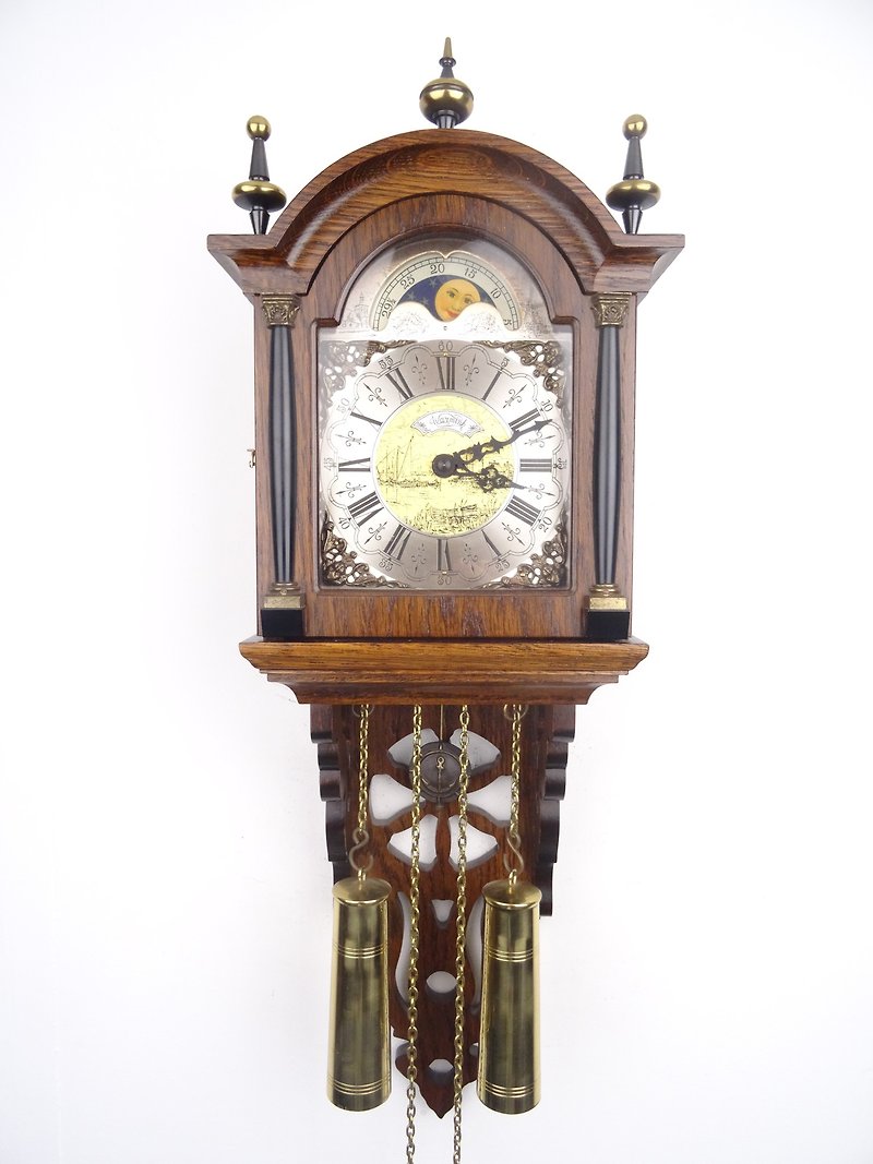 Antique Vintage Friesian Dutch Wall Clock 8 day (Warmink Wuba era) - 時鐘/鬧鐘 - 木頭 咖啡色