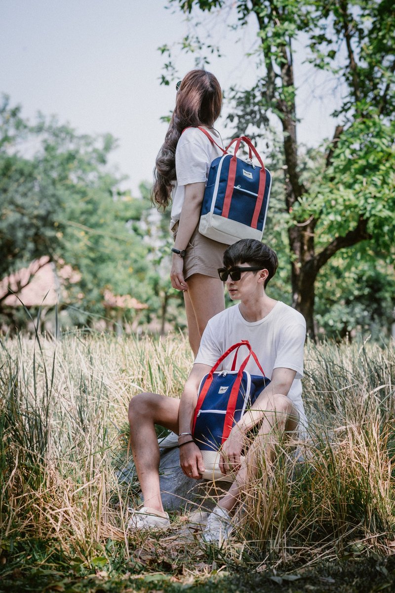 BACKPACK Navy / Beige / Red - 後背包/背包/書包 - 聚酯纖維 藍色