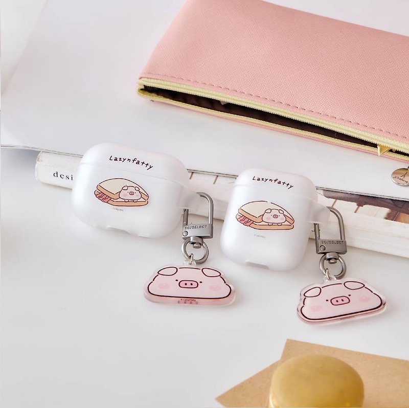 Fat and Cute Bacon and Egg Toast with Silly, Strong and Anti-fall AirPods Protective Case (With Charm) - ที่เก็บหูฟัง - พลาสติก หลากหลายสี