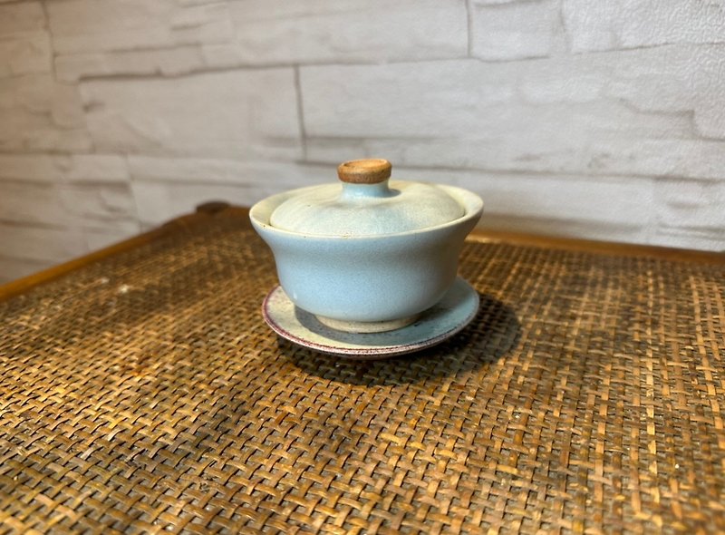 Celadon Ru kiln covered bowl - ถ้วย - เครื่องลายคราม สีน้ำเงิน