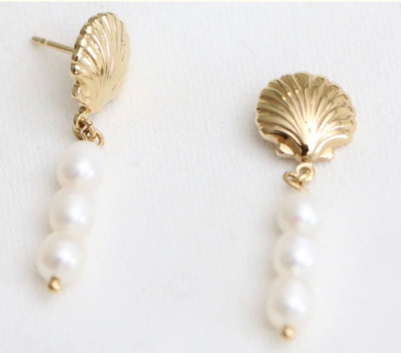 Shell Pearl Earrings - Earrings & Clip-ons - 24K Gold Gold