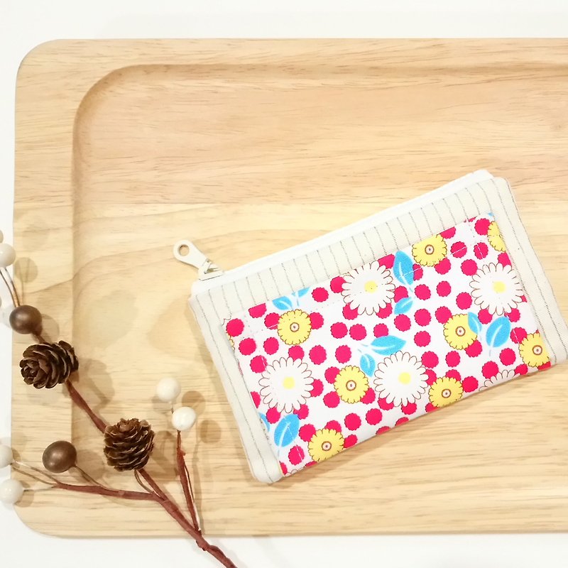 [FXS/ Four Degree Space Coin Purse] Small Daisy. Red x Yellow x Blue - Coin Purses - Cotton & Hemp Red