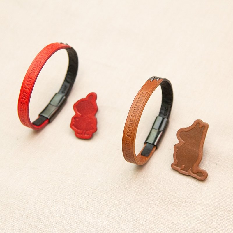 【Pinkoi x Moomin】relzplay | Handmade leather bracelet with clip set - สร้อยข้อมือ - หนังแท้ 