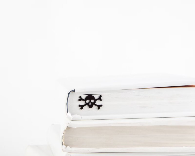 Bookmark Skull With Crossbones, Jolly Roger, Small Bookish Gift for Pirate Fans - 書籤 - 其他金屬 黑色