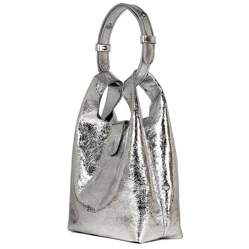 Usual Bag S Silver_Cow Skin_ 手提包_ tote bag - 手提包/手提袋 - 真皮 銀色