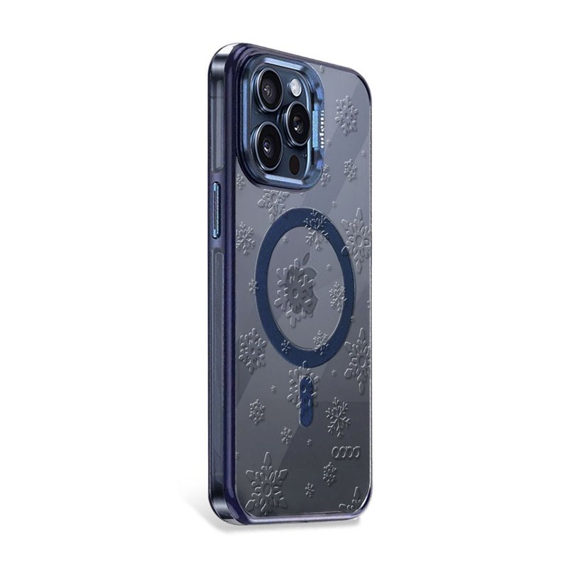 iPhone15/14 Pro 浮雕感防震雙料抗黃磁吸金屬框立架殼-映雪 - 手機殼/手機套 - 其他材質 多色