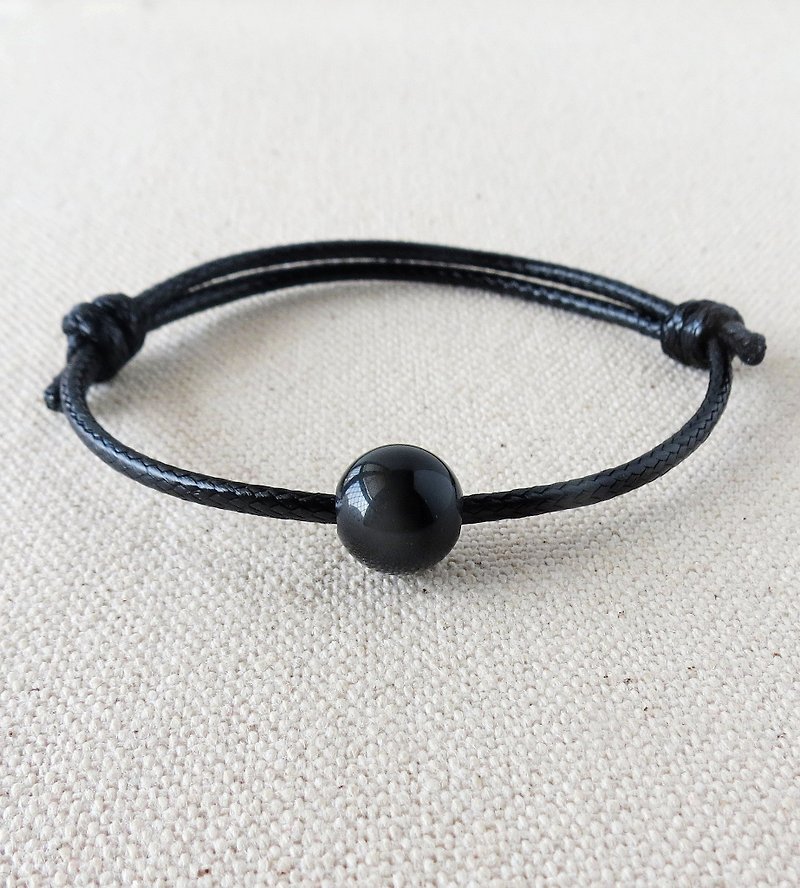 Lucky Pray Obsidian Korean wax bracelet*[3]** ~ ~ anti-villain - Bracelets - Gemstone 
