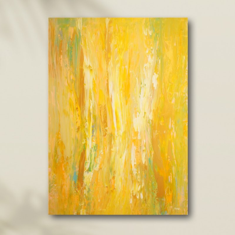 【Abstract Painting】Yellow, Flow, Silence, Calm, Hotel-like / infinity artist NAO - Posters - Acrylic Gold