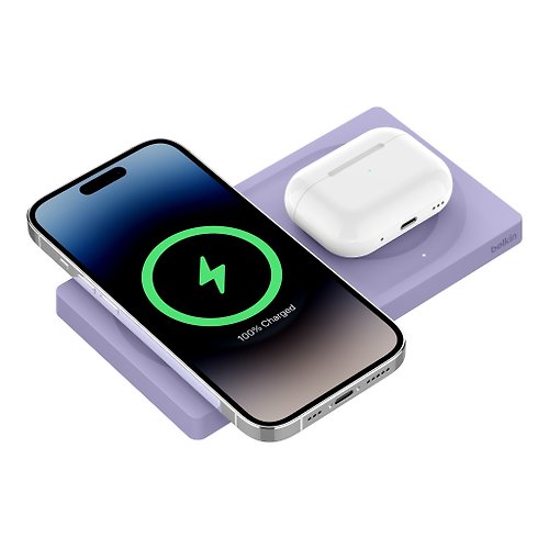Belkin 香港經銷 MagSafe 2 合 1 無線充電板 15W (紫色)