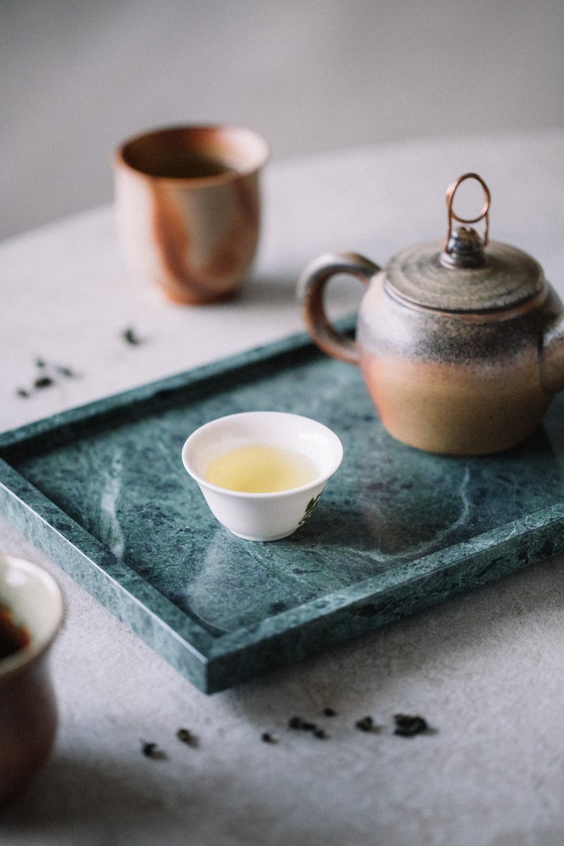 【惜物良品】大理石長方淺盤  (台灣蛇紋石) - 居家收納/收納盒/儲物盒 - 石頭 綠色