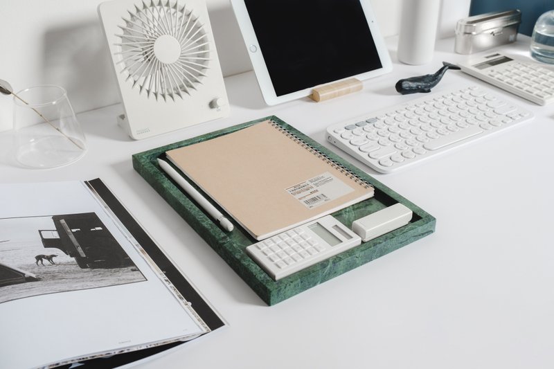 Taiwanese green marble rectangular storage tray - กล่องเก็บของ - หิน สีเขียว