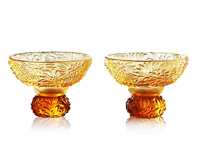 LIULI LIVING 四季紳士酒飲み菊紳士色ガラスマッチングカップ