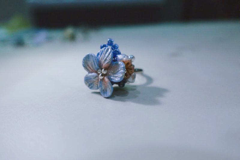 Flower ring among the flowers blue and red - General Rings - Pottery Blue