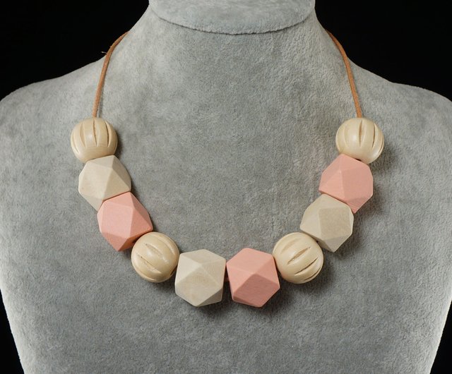 Pink Ivory Wood outlets Necklace