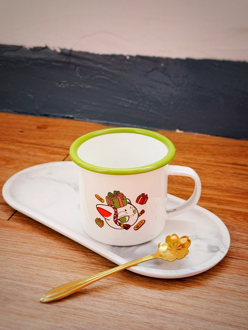 Lucky Cat Enamel Cup - Cups - Other Materials Green