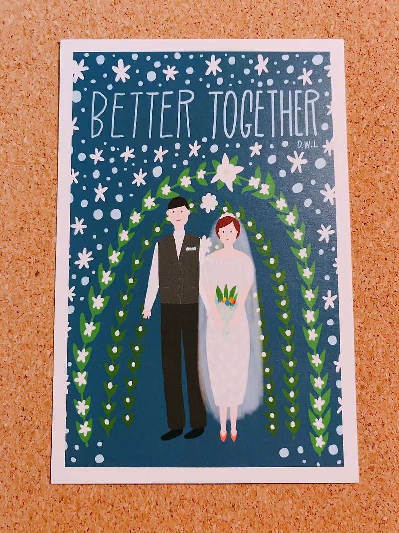 DWL'S LITTLE SHOP-BETTER TOGETHER wedding / original postcard / greeting card / gift card / color card / decorative painting - Cards & Postcards - Paper Black