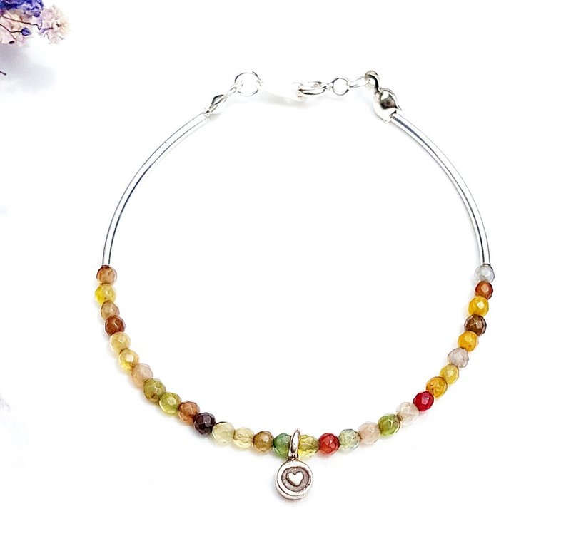 12 Constellation Guardian Stone-Libra Libra 925 Tourmaline Sterling Silver Bracelet Anniversary Birthday Gift - Bracelets - Semi-Precious Stones Multicolor