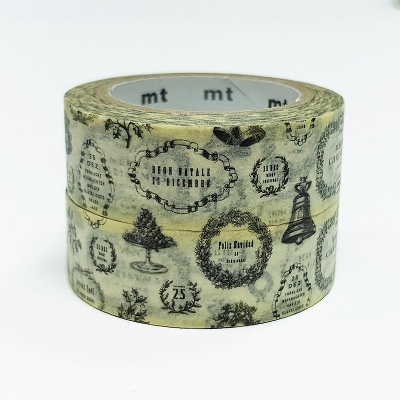 mt Masking Tape Christmas【2 rolls - Vintage Xmas Message (MTCMAS94)】 - มาสกิ้งเทป - กระดาษ สีเหลือง