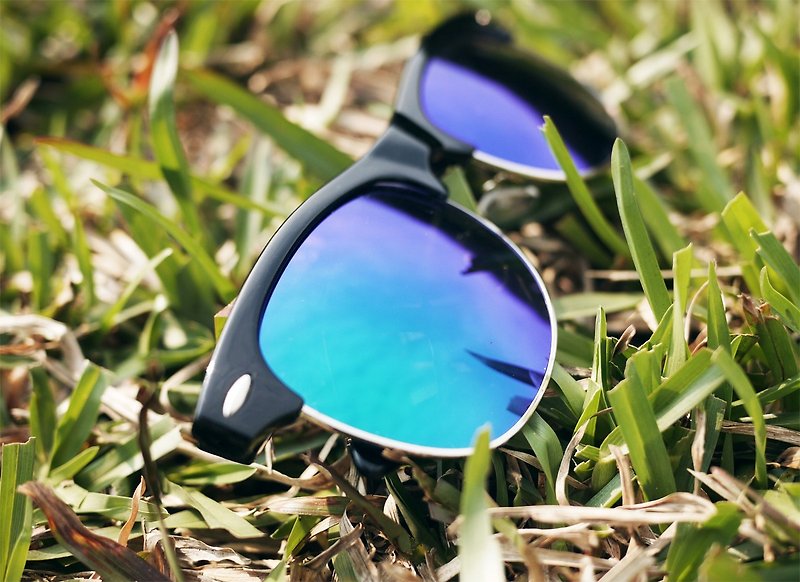 Sunglasses│Half-Rim Black Frame│Green Lens│UV400 protection│2is SeanS10 - กรอบแว่นตา - พลาสติก สีเขียว