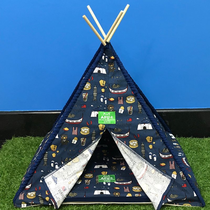 [AFU] Indian camping tent with sleeping mat (dark blue Taiwan) - Bedding & Cages - Cotton & Hemp 