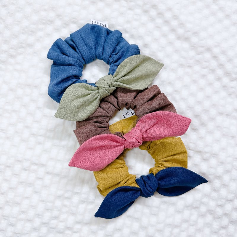 Half series- large intestine bow hair tie - เครื่องประดับผม - ผ้าฝ้าย/ผ้าลินิน 