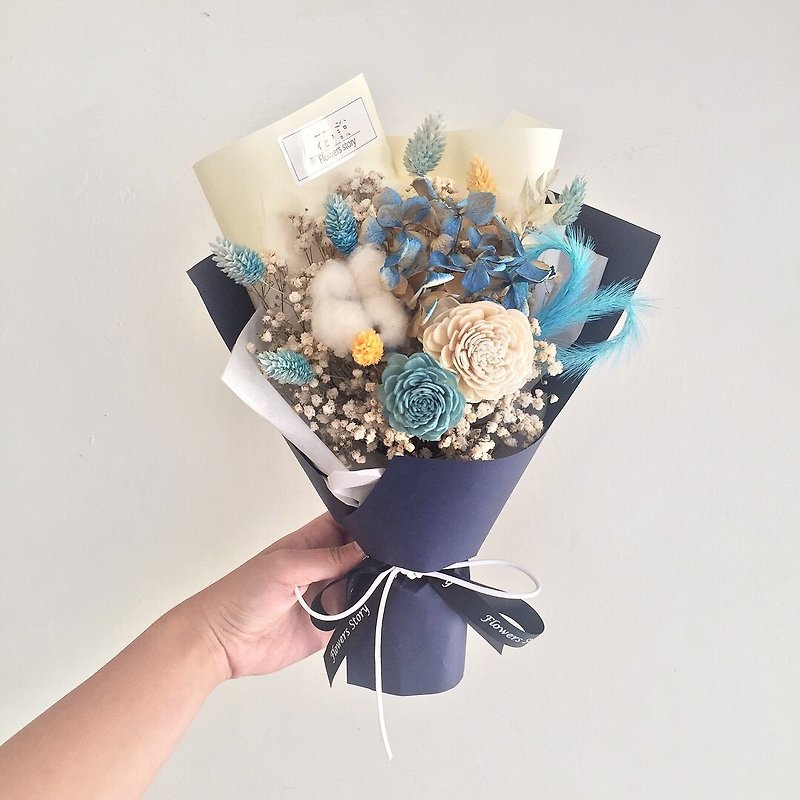 / Dry Flower / Contrast Blue Love Bouquet - ตกแต่งต้นไม้ - พืช/ดอกไม้ สีน้ำเงิน