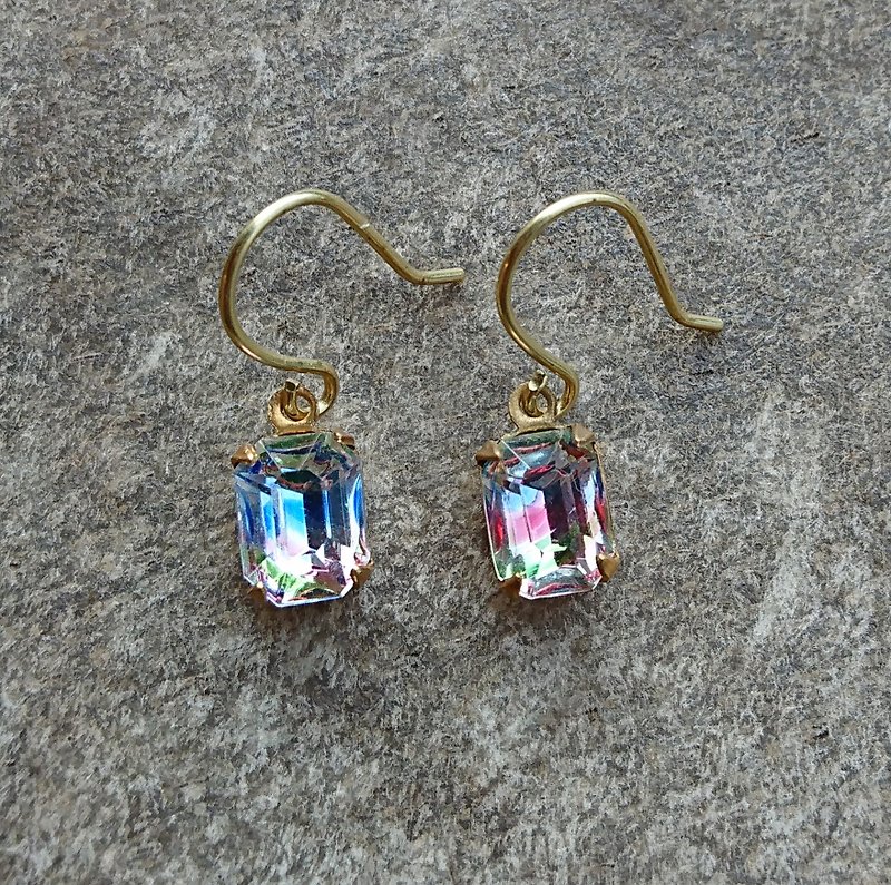 Vintage Iris Glass Earrings - Earrings & Clip-ons - Other Metals Multicolor