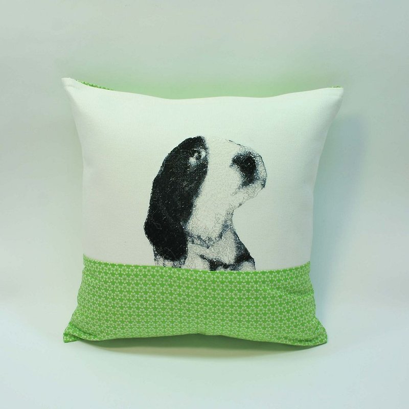 Embroidery small dog pillow 06- - Pillows & Cushions - Cotton & Hemp Green