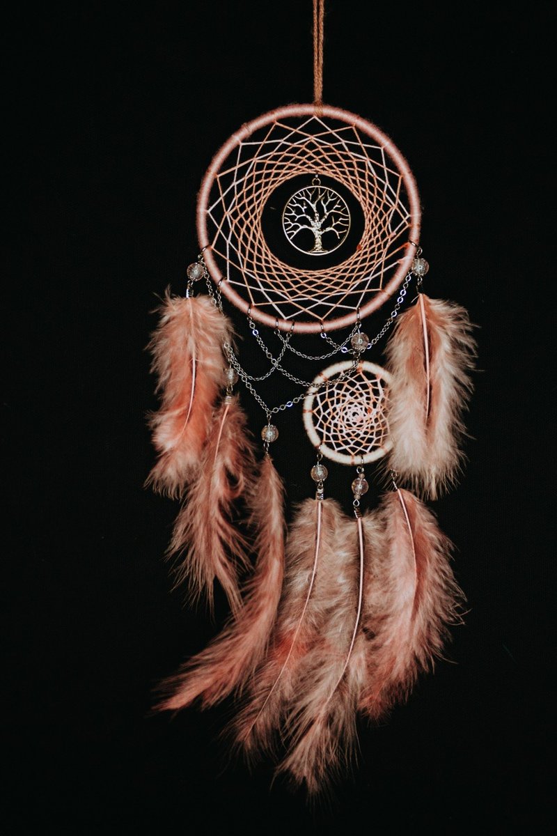 Handmade Dreamcatcher - 【Mother & Son Tree of aLife (Pink)】 - ของวางตกแต่ง - วัสดุอื่นๆ สึชมพู