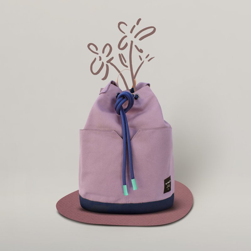 Dumpling lilac backpack - กระเป๋าเป้สะพายหลัง - ผ้าฝ้าย/ผ้าลินิน สีม่วง