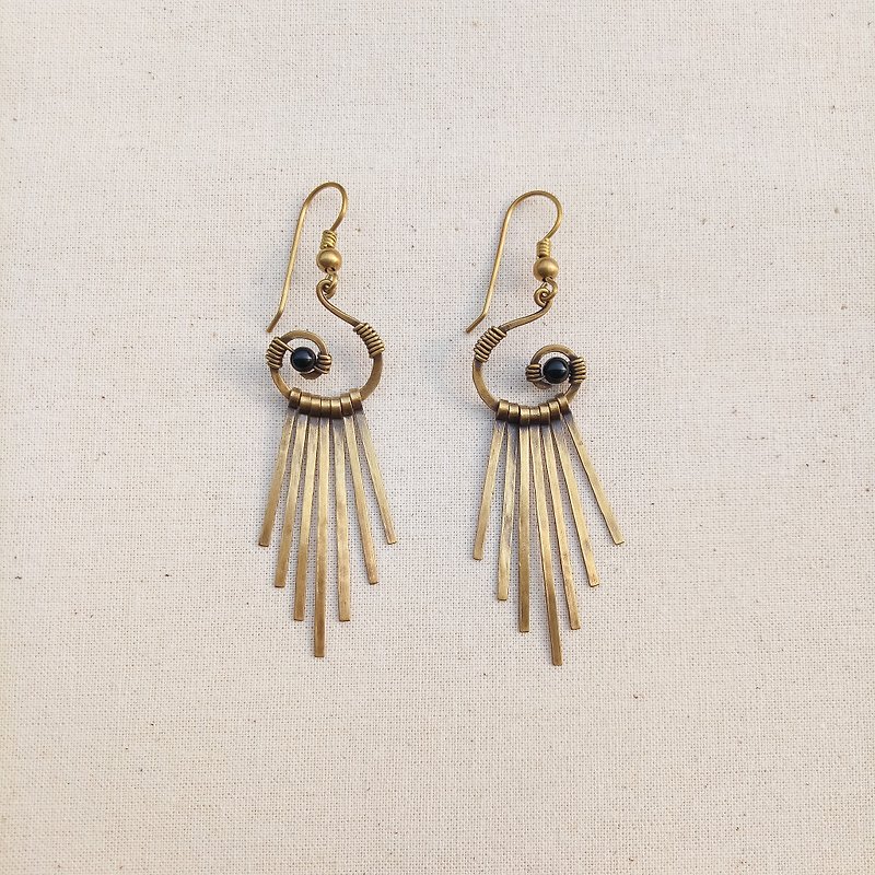 Brass wire forged tassel earrings - Earrings & Clip-ons - Copper & Brass Gold