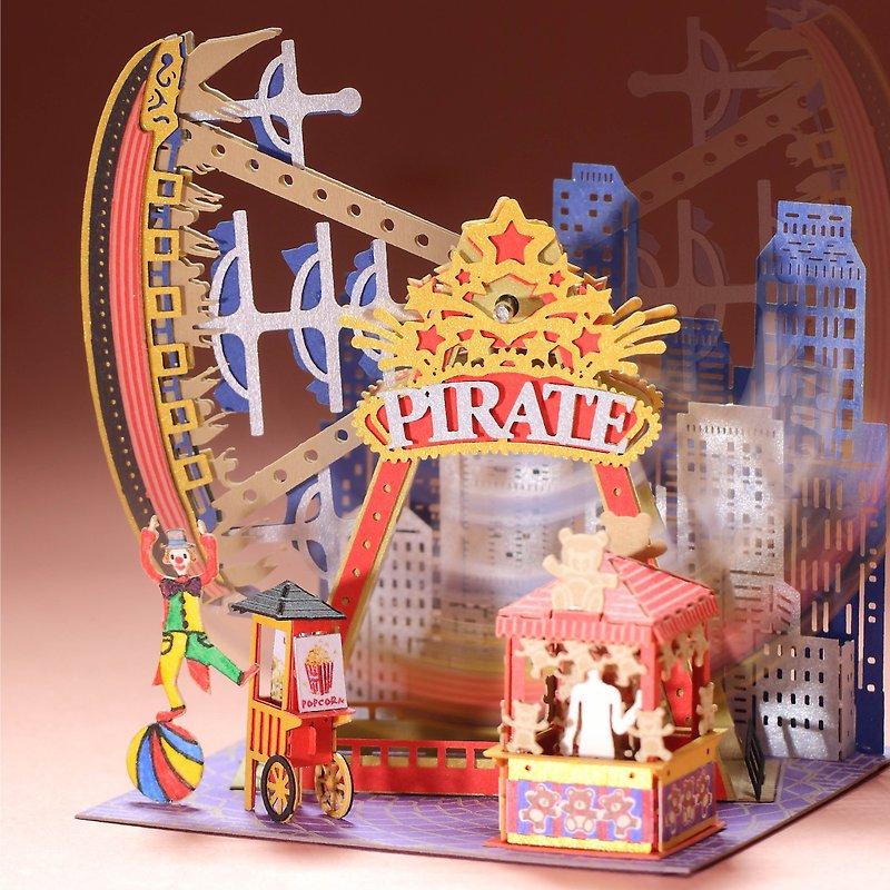 Pirate Ship Ride - FingerART Paper Art Model with Plastic Box (FS-752) - Wood, Bamboo & Paper - Other Materials Red