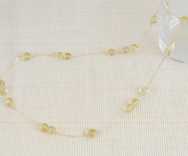 Lemon Quartz Spring Glitter Necklace 14kgf - 設計館Ayako's 項鍊