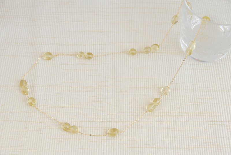 レモンクォーツの春の煌めきネックレス　１４kgf - ネックレス - クリスタル イエロー