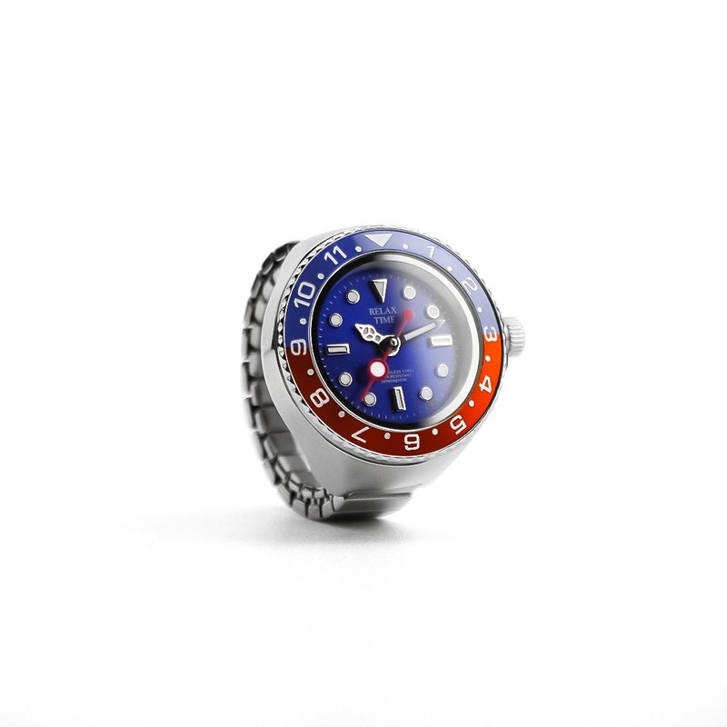 こちらは予約商品です-RELAX TIME サブマリーナリングウォッチ-赤青ベゼル（RT-R-05） - リング・指輪 - ステンレススチール レッド