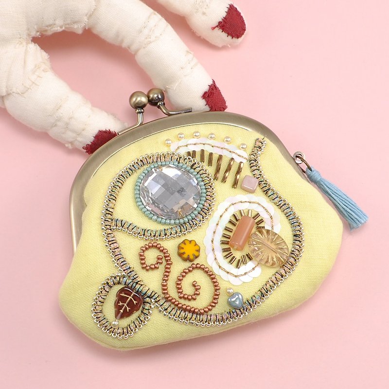 A wide opening tiny purse, coin purse, pill case, gorgeous yellow pouch, No,14 - Toiletry Bags & Pouches - Plastic Yellow