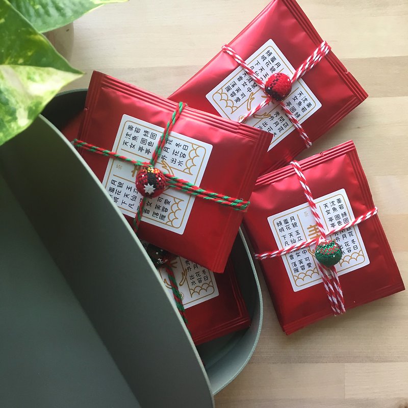【Beauty美 Wish願 Blessing祝 Love戀】Pray for tea bags / Christmas four-piece set / Te - ชา - อาหารสด สีแดง